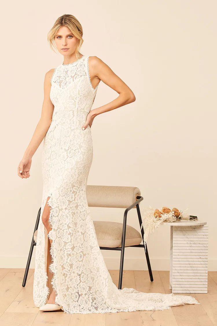 Love Everlasting White Floral Lace Mermaid Maxi Dress | Lulus