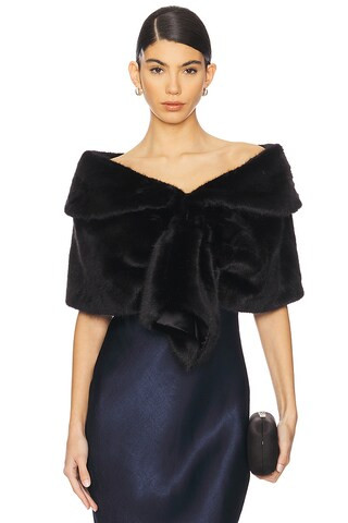 Unreal Fur Champagne Wrap in Black from Revolve.com | Revolve Clothing (Global)