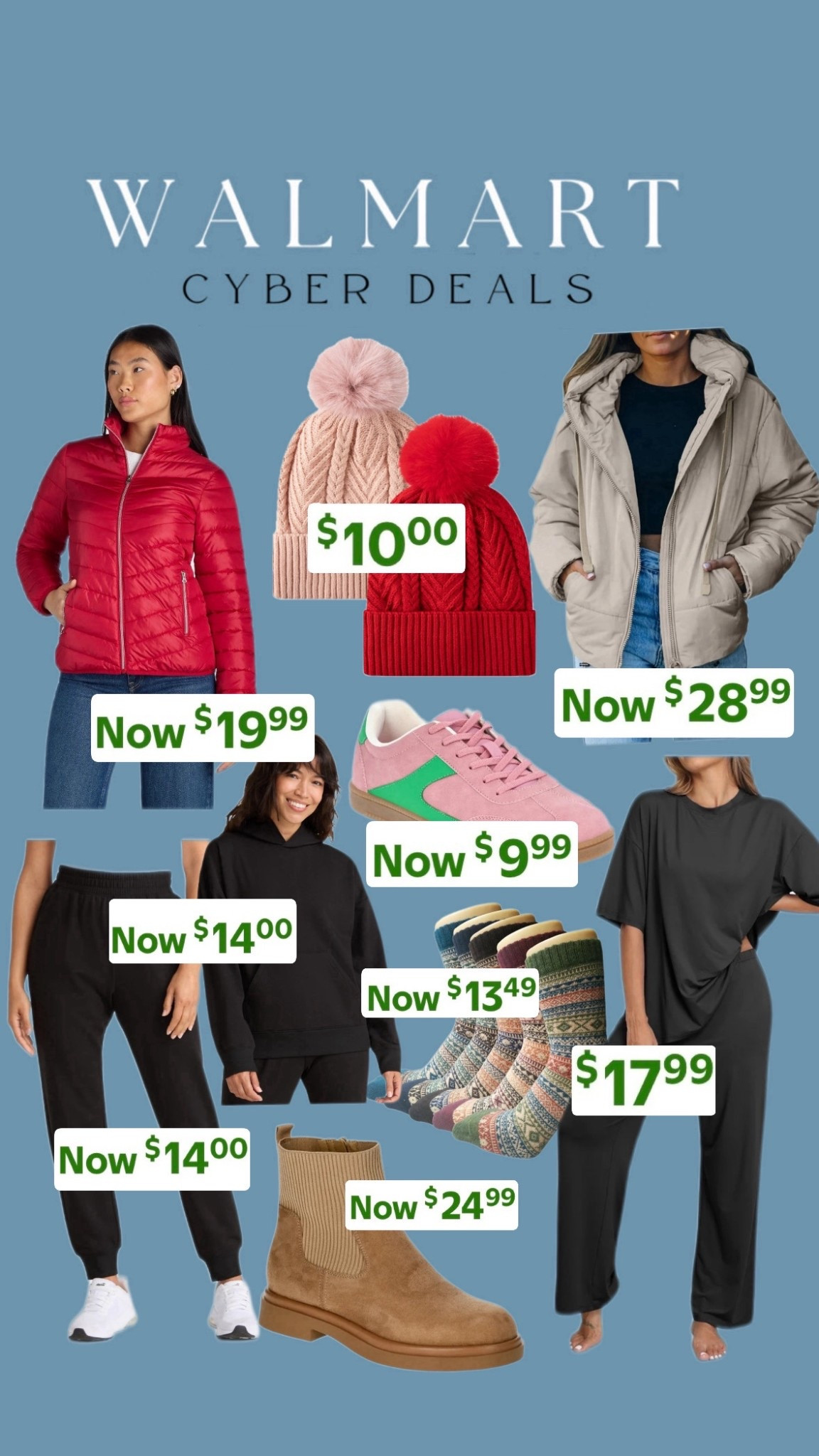Walmart Cyber Deals 🤍 so many everyday staples marked down right now and these prices won’t last long.

From cozy jackets and layering pieces to winter accessories and shoes, these are the kind of Walmart deals that sell out fast — especially in popular sizes and colors.

Perfect finds for everyday wear, gifting, and stocking up while prices are low.

#affordablefashion #budgetfashion #walmartfashion #walmartstyle #walmartdeals #walmartcyberdeals #walmartfinds #walmartrollbacks #lookforless #momstyle #momfashion #everydayoutfits #casualstyle #winterfashion #coldweatherstyle #budgetfriendly #affordablestyle #ltkunder50 #ltkunder25 #ltkfinds #ltkfashion

#LTKTall #LTKSaleAlert #LTKFindsUnder50