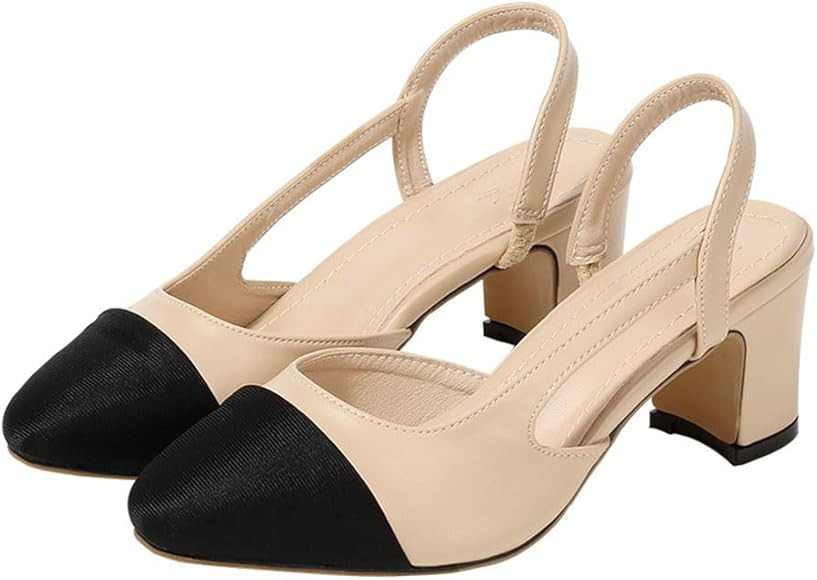 ticticlily Damen Slingback Pumps Chunky Blockabsatz Geschlossene Runde Zehe Slingback Pumps Zweif... | Amazon (DE)