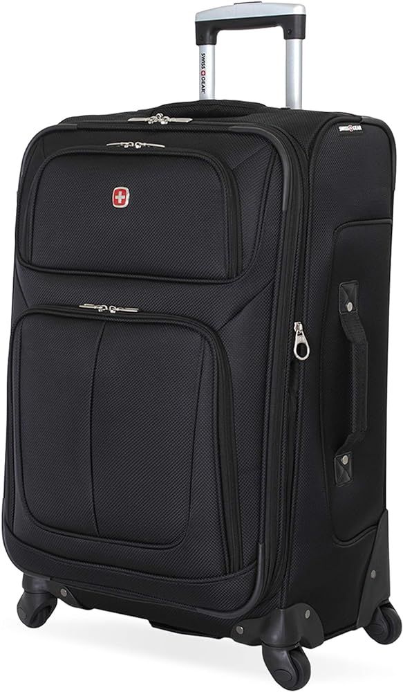 SwissGear Sion Softside Expandable Luggage, Black, Checked-Medium 25-Inch | Amazon (US)