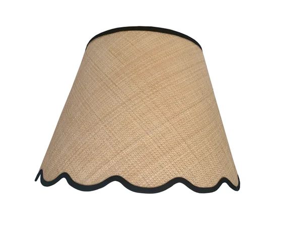 Scalloped  Tan Raffia Lampshade With Your Choice of Trim Color - Made to Order | Etsy (US)