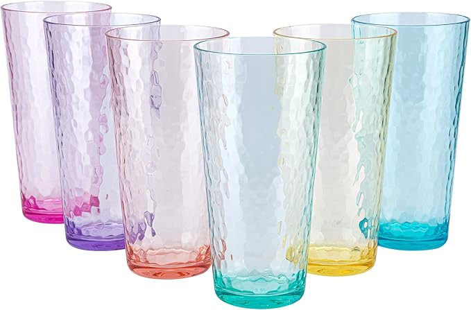 26-ounce Acrylic Highball Glasses Plastic Tumbler Larger Drinking Glasses, set of 6 Multicolor | Amazon (US)
