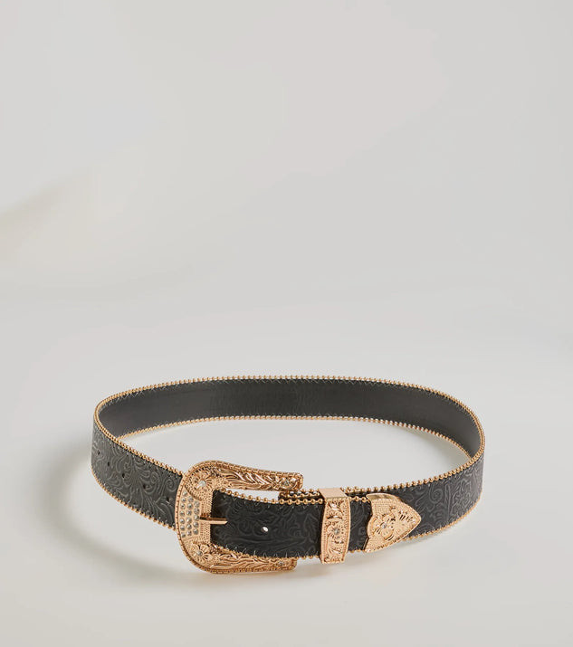 Country Chic Western Embossed Faux Leather Belt | Windsor Stores