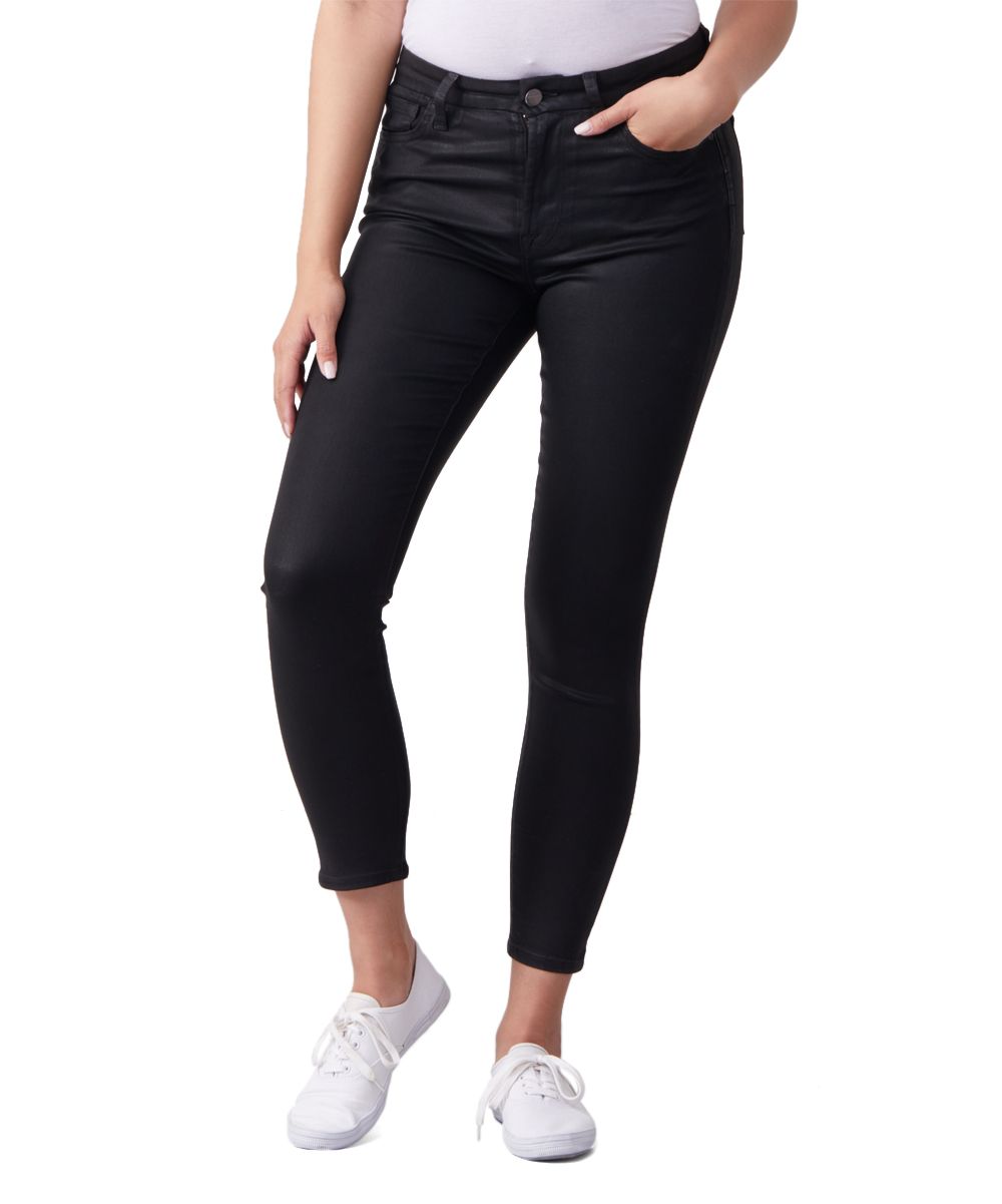 Jen7 Women's Denim Pants and Jeans BLACK - Black Coated Ankle Skinny Jeans - Women | Zulily