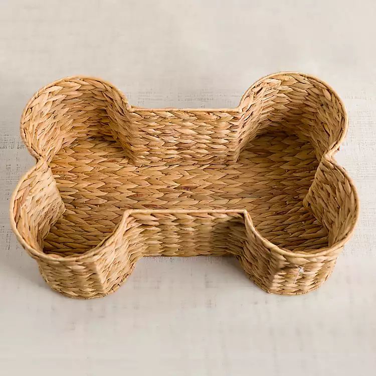 New! Dog Bone Natural Hyacinth Basket | Kirkland's Home