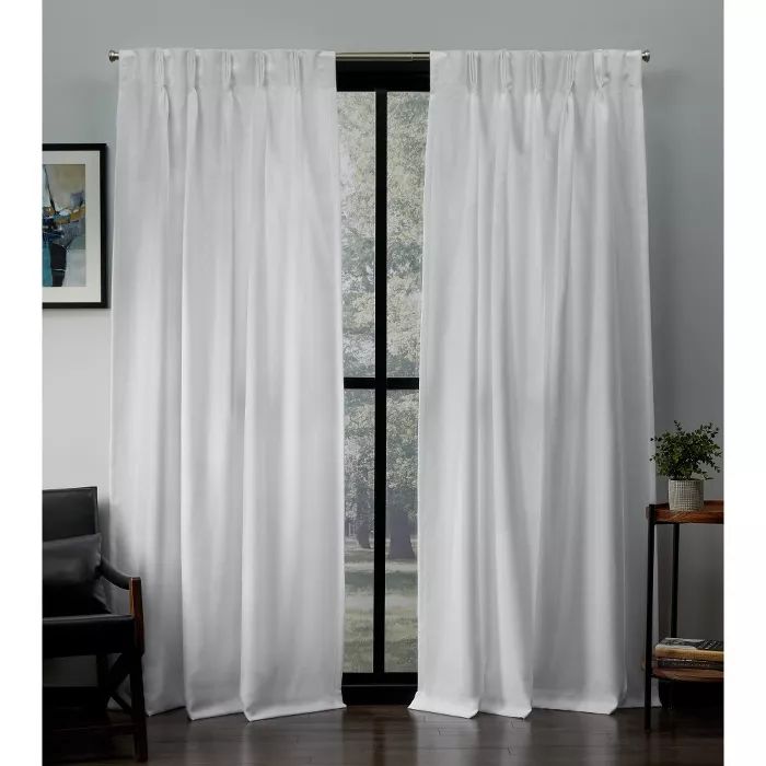 Loha Linen Pinch Pleat Window Curtain Panel Pair Black - Exclusive Home | Target