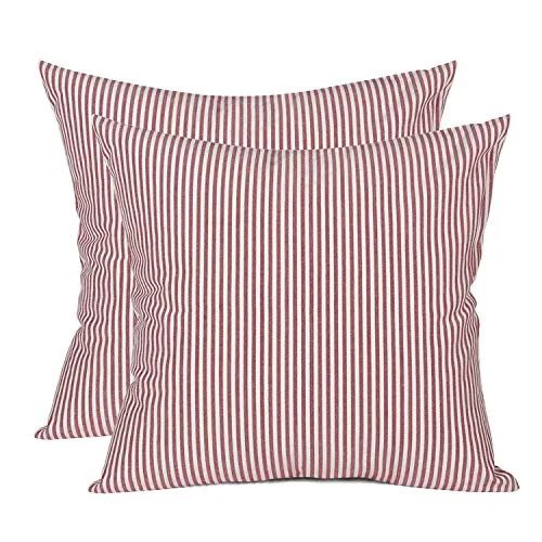 COMHO Pack of 2, Cotton Woven Striped Throw Pillow Covers Set, Christmas Decorative Cushion Cover... | Walmart (US)