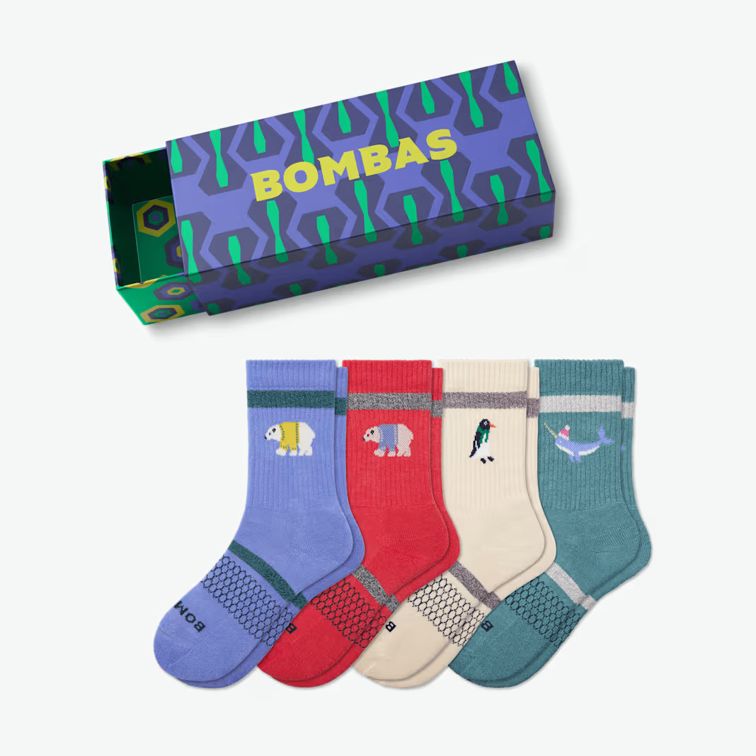 Youth Holiday Calf Sock 4-Pack Gift Box | Bombas