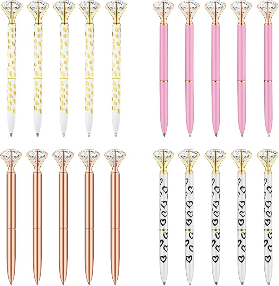 PASISIBICK Diamond Pens of Pink Rose Gold Crystal Pen for Womens Bridal Gem Wedding Décor Gifts(... | Amazon (US)
