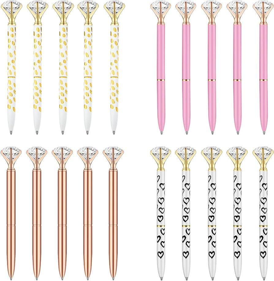 PASISIBICK Diamond Pens of Pink Rose Gold Crystal Pen for Womens Bridal Gem Wedding Décor Gifts(... | Amazon (US)