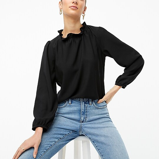 Long-sleeve ruffleneck top | J.Crew Factory
