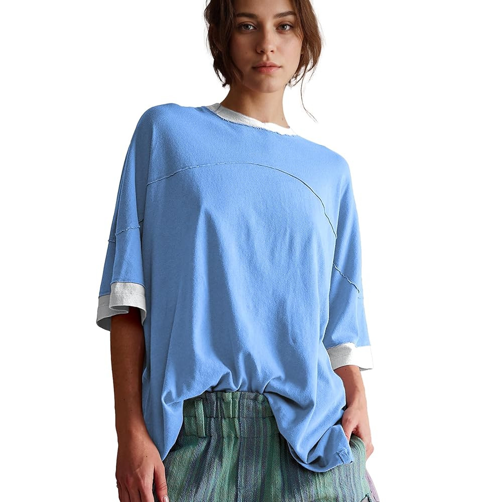 Songling Womens 3/4 Length Sleeve Casual Loose Fit Summer Tee Shirt Basics Cotton t Shirts Trendy... | Amazon (US)