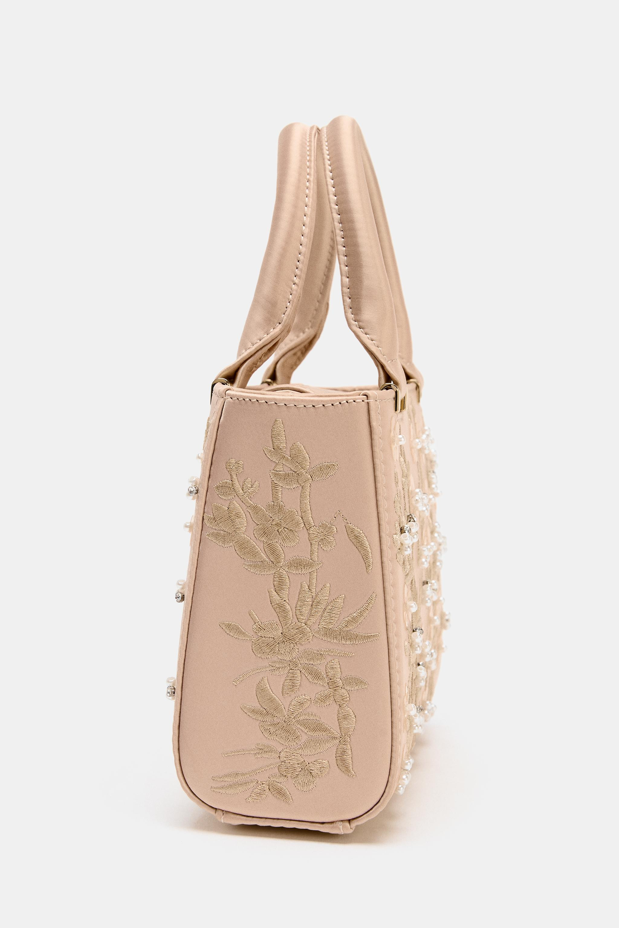 EMBROIDERED STRUCTURED HANDBAG | Zara US