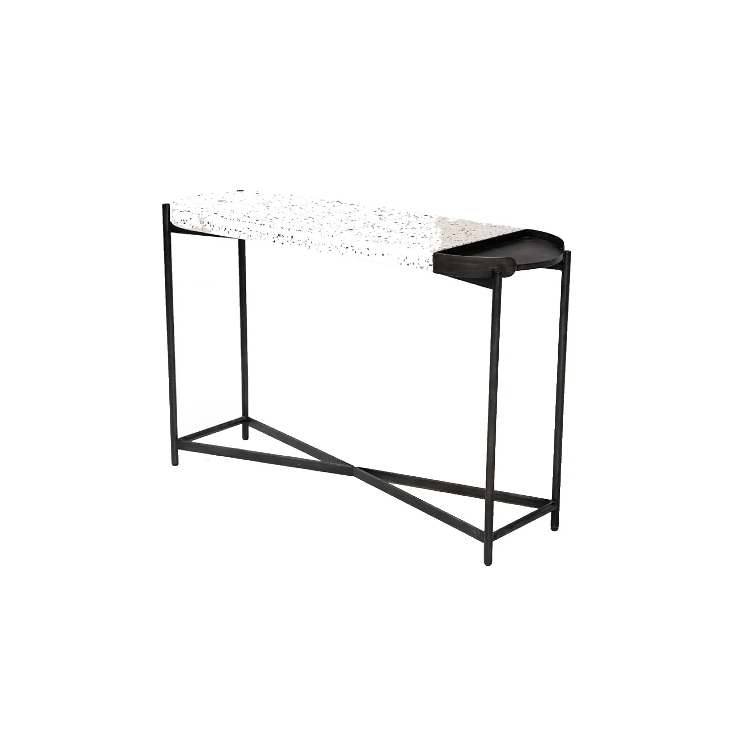 Benzara Terrazzo Concrete Top Console Table with Round Edges, White and Black | Walmart (US)