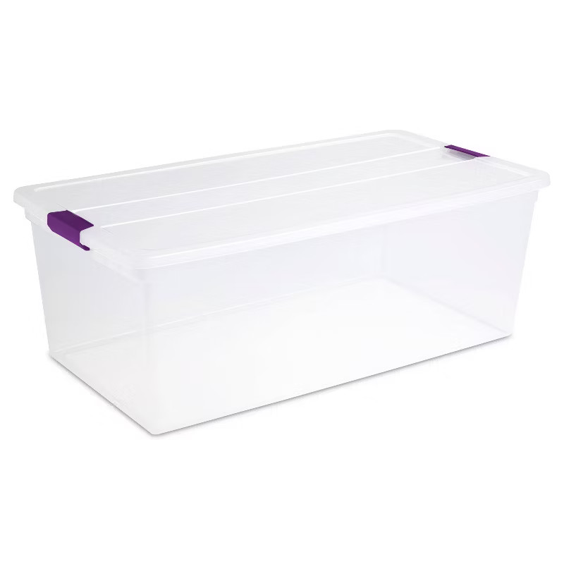 Sterilite 110qt Clear View Storage Bin with Latch Purple | Target