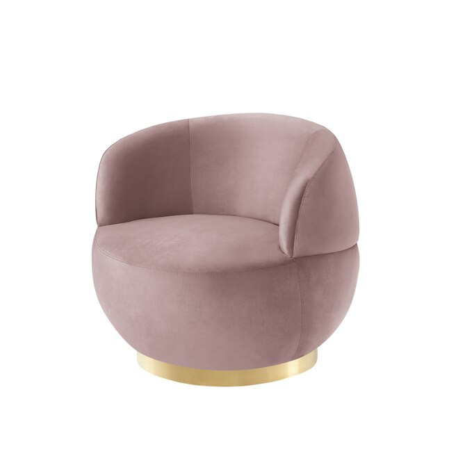 Inspired Home Ilana Modern Blush/Gold Velvet Swivel Accent Chair | Lowe's