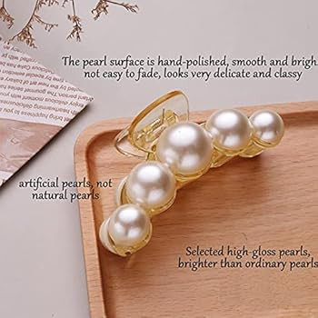 Agirlvct Pearl Hair Claw,Styling Hair Clips Strong Hold Hair Jaw Clips, Big Hair Clips Barrettes ... | Amazon (US)