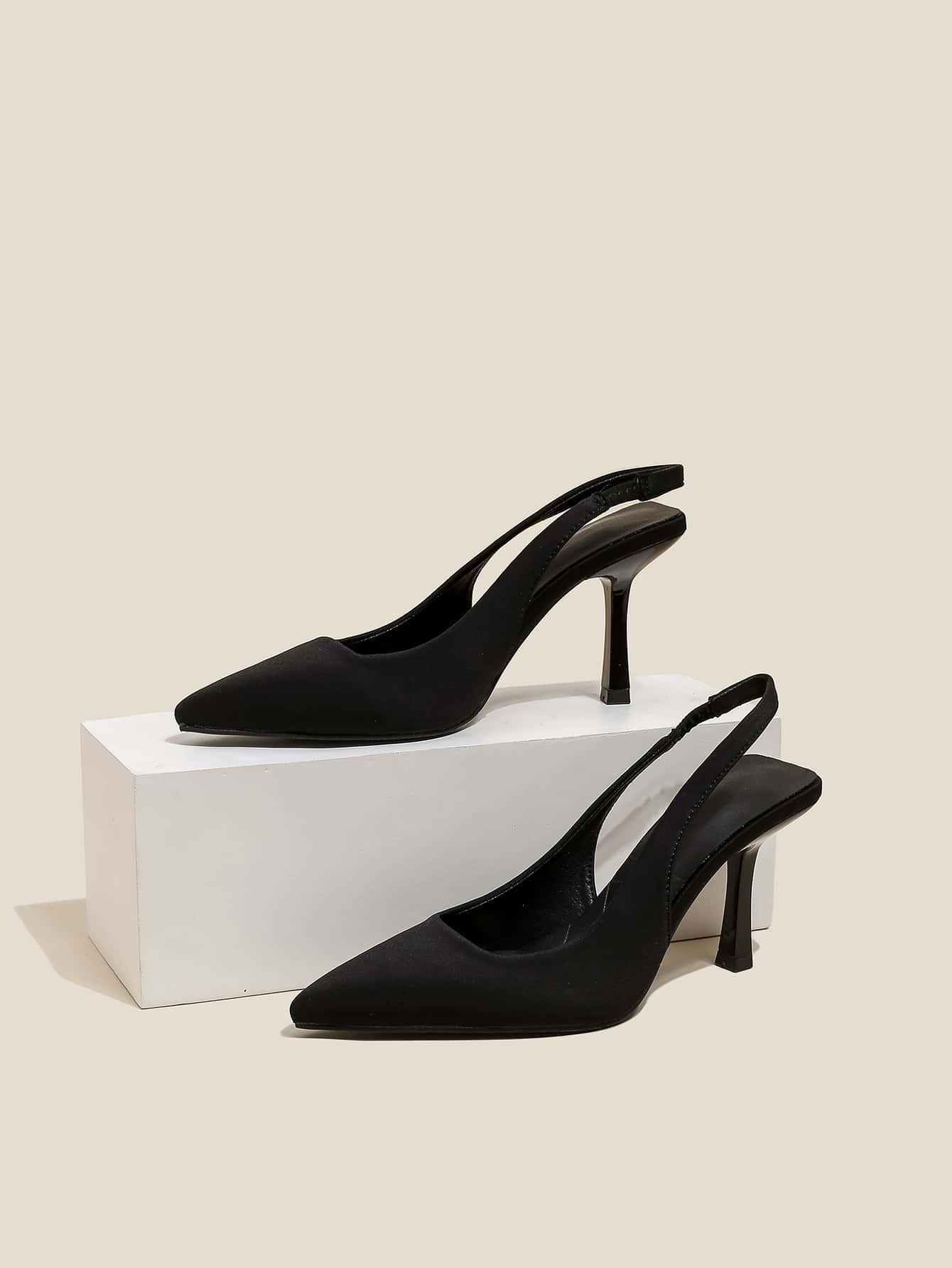 Minimalist Point Toe Stiletto Heeled Slingback Pumps | SHEIN