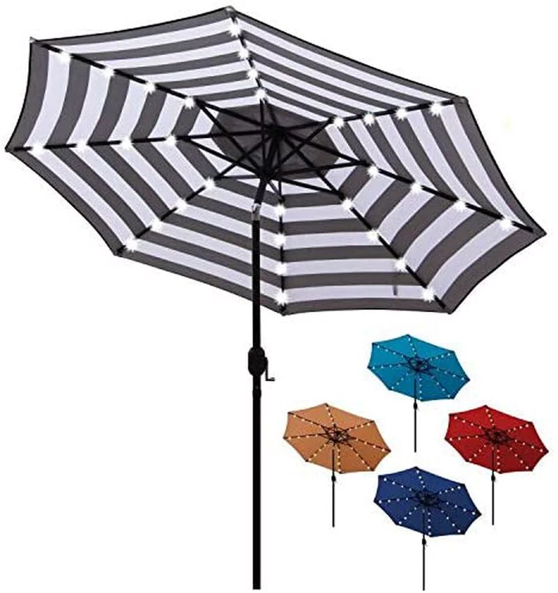 Blissun 9 ft Solar Umbrella 32 LED Lighted Patio Umbrella Table Market Umbrella with Tilt and Cra... | Walmart (US)