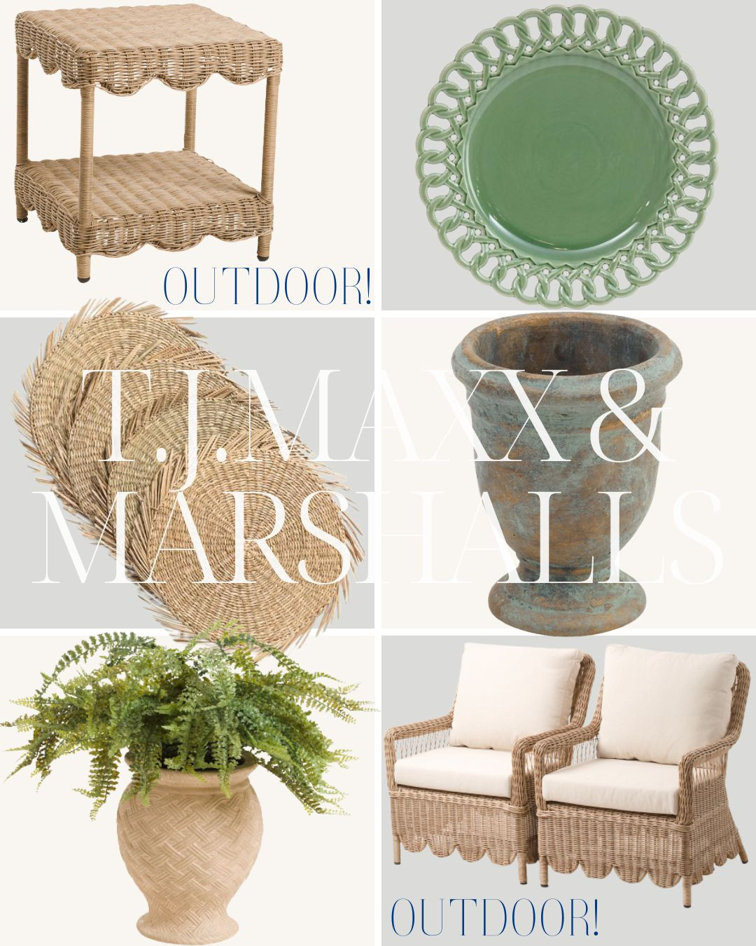 T.J. Maxx and Marshalls finds! 

outdoor | porch | patio season | living room | bathroom | bedroom | home decor | home refresh | bedding | nursery | classic home | traditional home | blue and white | furniture | coffee table | southern home | coastal home | grandmillennial home | scalloped | woven | rattan | classic style | preppy style | grandmillennial decor | blue and white decor | classic home decor | traditional home | bedroom decor | bedroom furniture | dresser | blue chair | brass lamp | floor mirror | euro pillow | white bed | linen duvet | side table | rug | glassware | cups | plates | hosting | kitchen spring | sale picks | outdoor furniture | porch | beach | Lillian August | Karma Home | Ballard Designs 

 #LTKHome