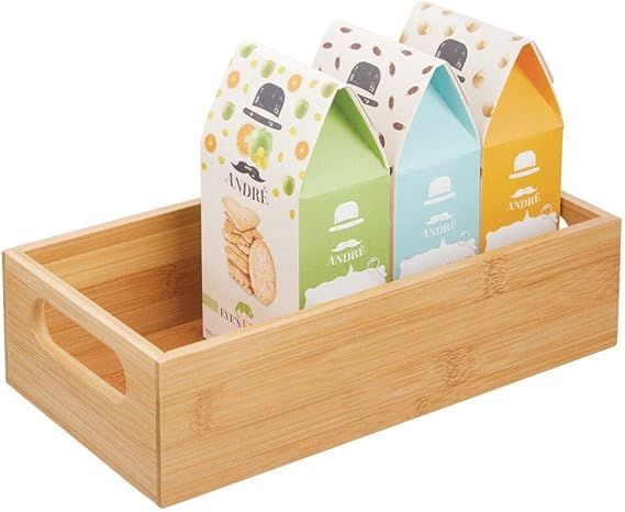 mDesign Bamboo Wood Compact Food Storage Bin with Handle for Kitchen Cabinet, Pantry, Shelf to Or... | Amazon (US)