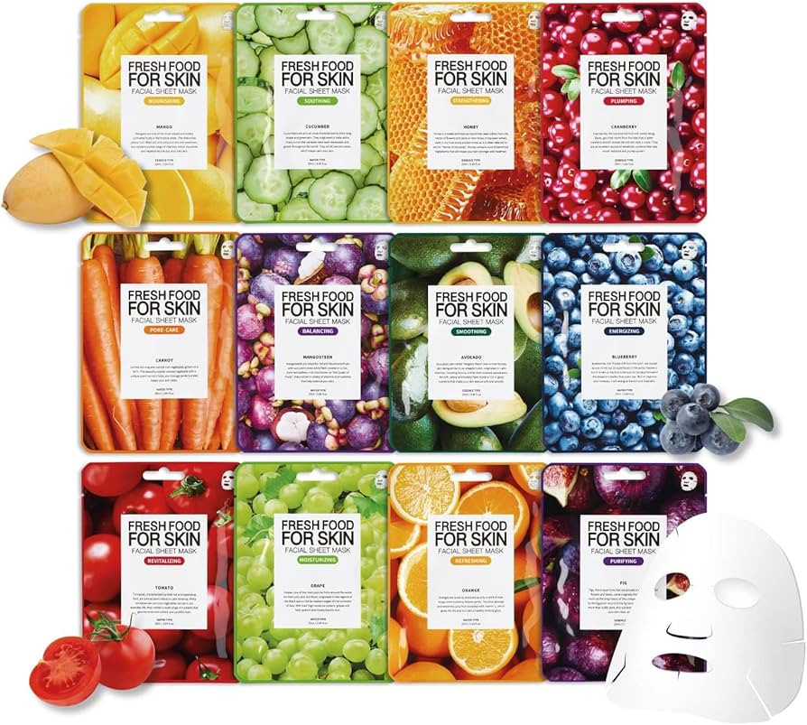 FARMSKIN Facial Sheet Mask, Organic Face Mask (12 pcs) - Essence Moisturizing Collection | Hydrat... | Amazon (US)