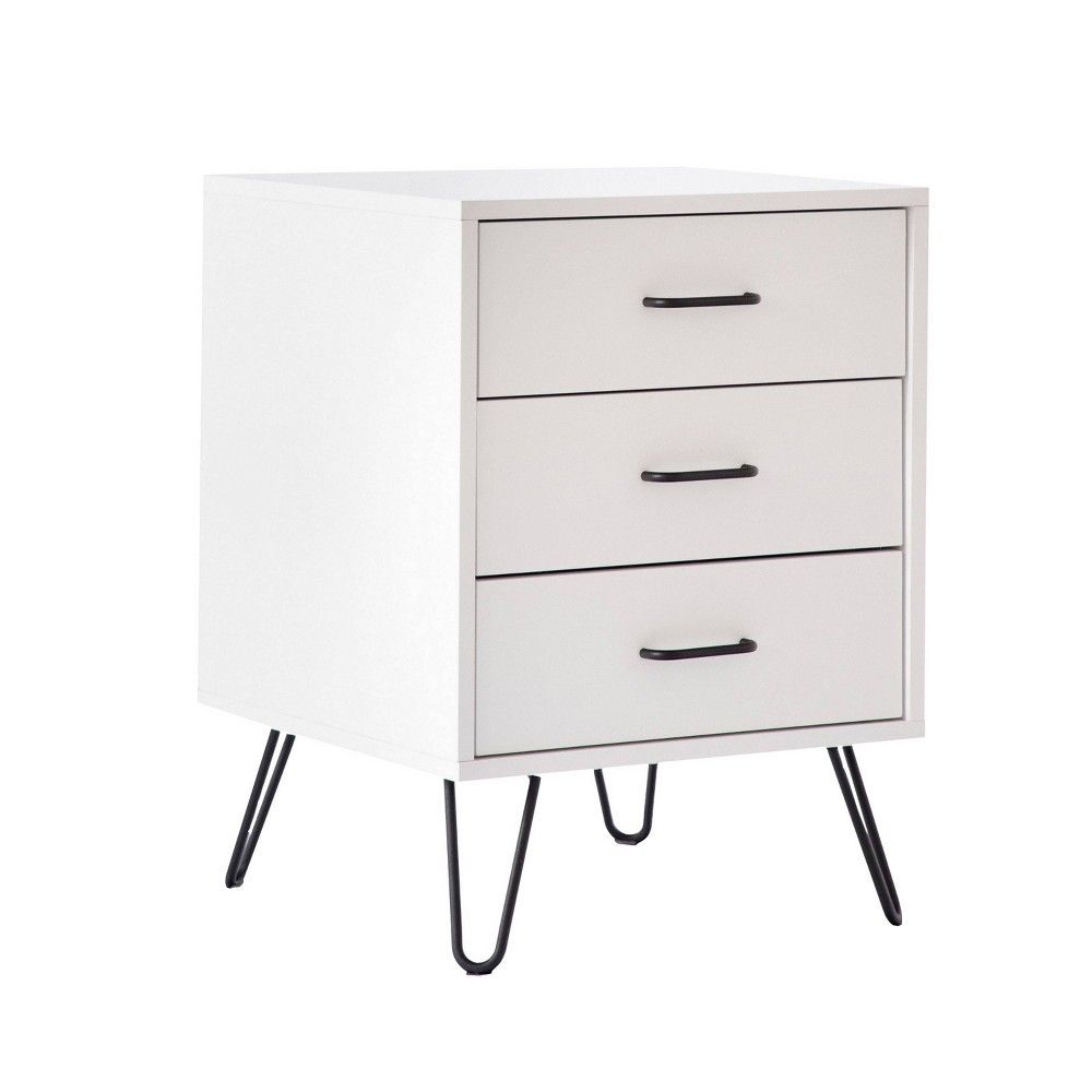 3 Drawers Side Table White - The Urban Port | Target