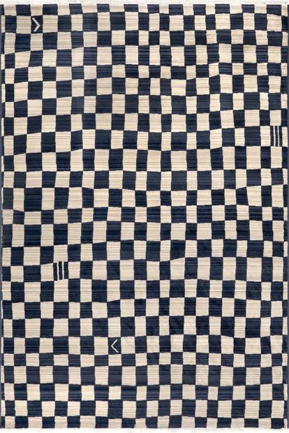 Navy Rasali Checkered Box 8' 10" x 13' Area Rug | Rugs USA