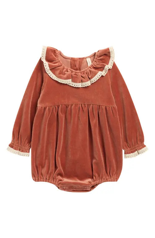 QUINCY MAE Wendy Organic Cotton Velour Bodysuit in Cranberry at Nordstrom, Size 0-3M | Nordstrom