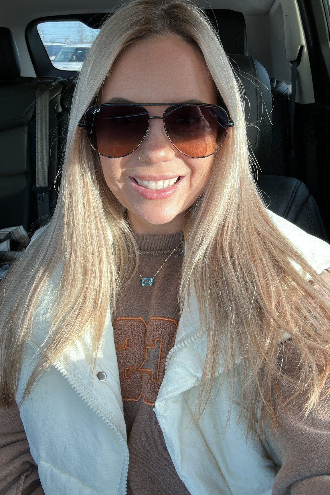 Oversized puffer vest might be my new fave! Love this one bc it’s a mid length and I did my true size large for an oversized fit. Size down if you want it more normal. Sweatshirt is sold out so I linked a similar one. 

#LTKSeasonal #LTKmidsize #LTKover40