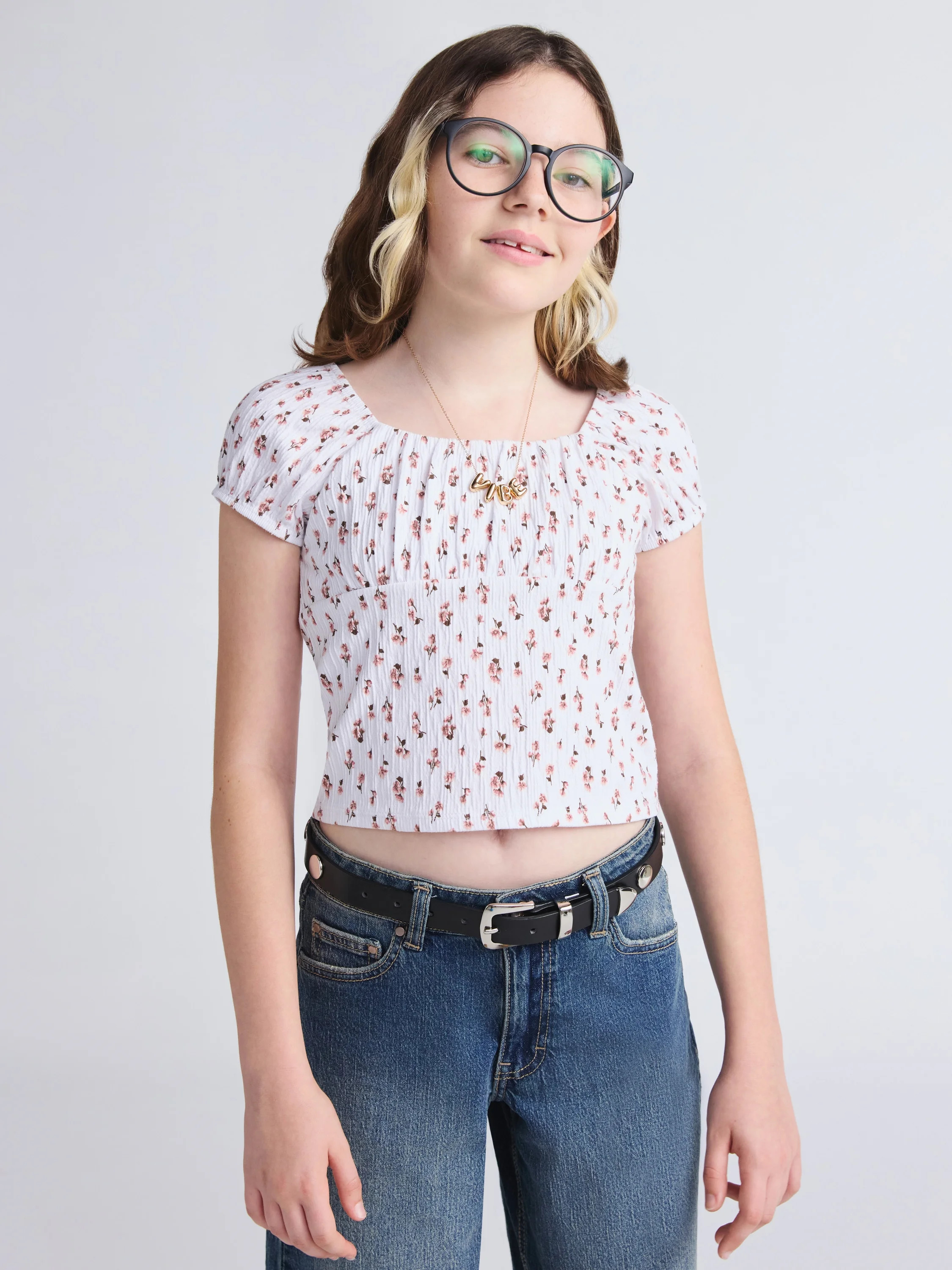 Weekend Academy Girls Cap Sleeve Top, Sizes 4-18 - Walmart.com | Walmart (US)