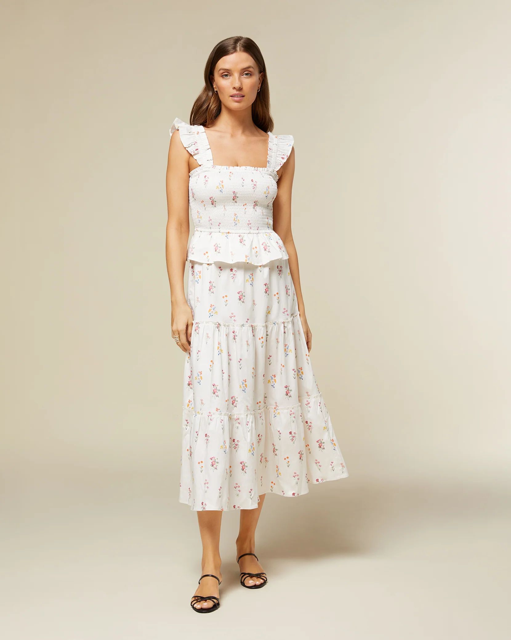 Smocked Flutter Midi Dress | Rachel Parcell