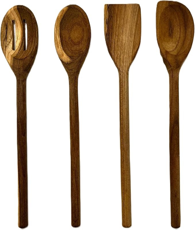 Kit 4 Colheres de Pau 28cm Madeira Teca Michelon | Amazon (BR)