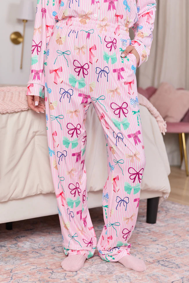 Take A Bow Pink Stripe Pajama Pants | Pink Lily