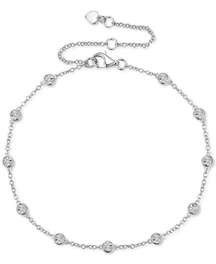 Macy's Diamond Bezel Chain Bracelet (1/10 ct. t.w.) in Sterling Silver, 14k Gold-Plated Sterling ... | Macys (US)
