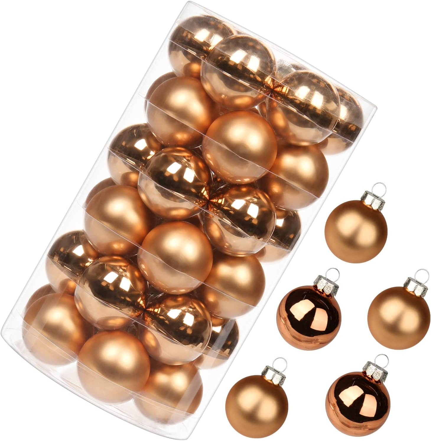 36 PCS Glass Christmas Ball Ornaments 1.57" Small Christmas Tree Decorations Set Seamless Rose Go... | Amazon (US)