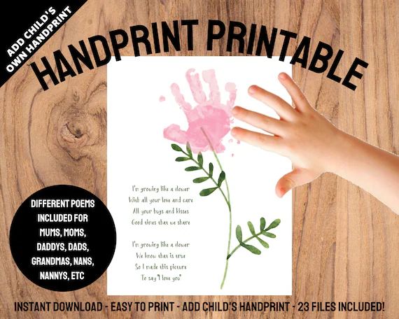 PRINTABLE Mothers Day Handprint Craft Growing Like a Flower | Etsy | Etsy (US)
