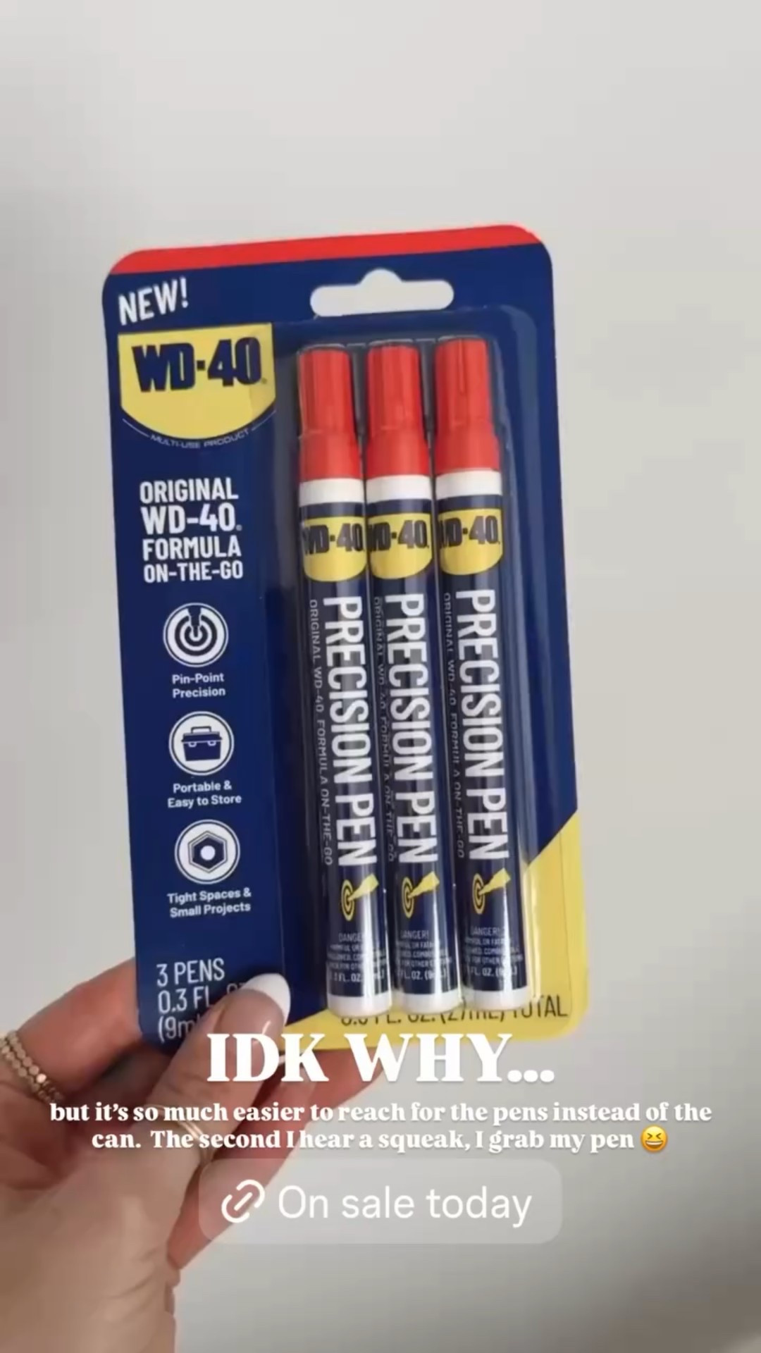 IDK WHY… but it’s so much easier to reach for the pens instead of the can.  The second I hear a squeak, I grab my pen 😆