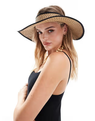 ASOS DESIGN straw packable visor hat | ASOS | ASOS (Global)