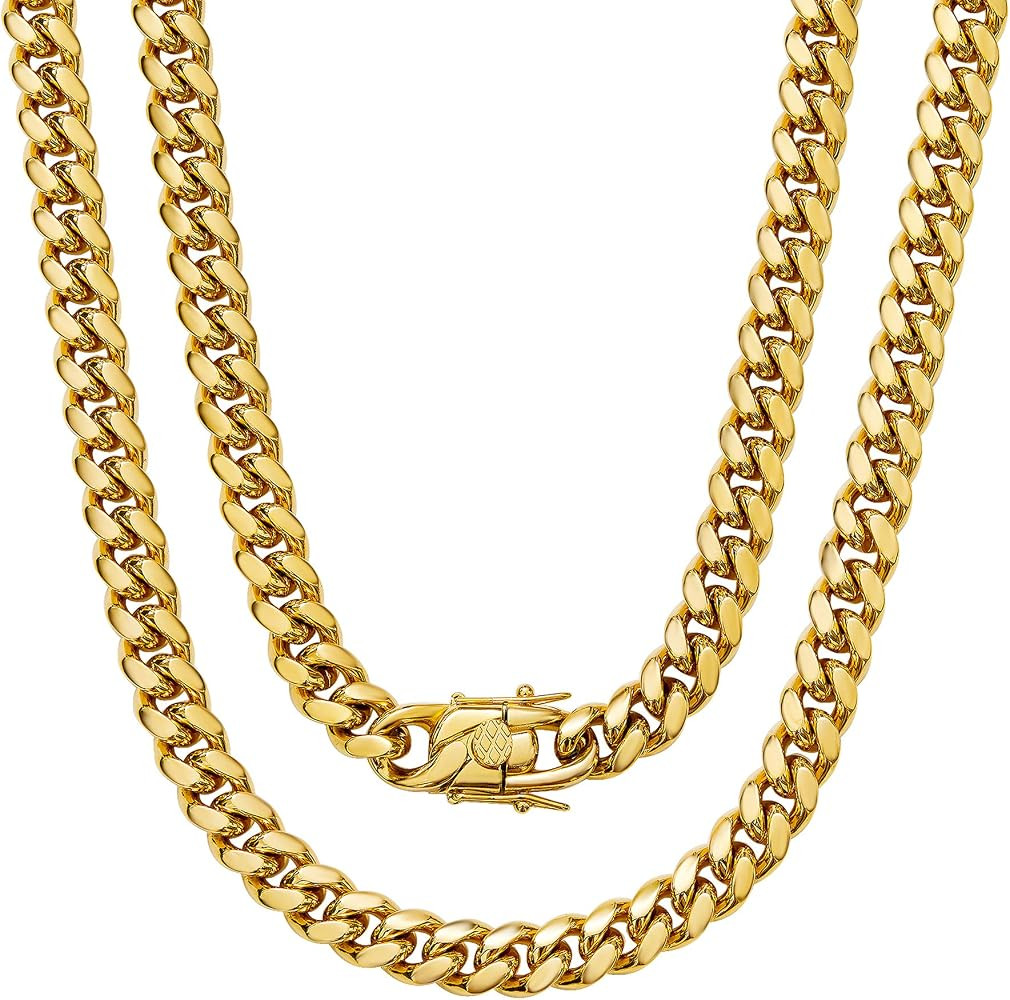 BLICHAIN Cuban Link Chain Necklace or Bracelet with Design Box Clasp for Men Boys 6mm/8MM/10MM/12... | Amazon (US)