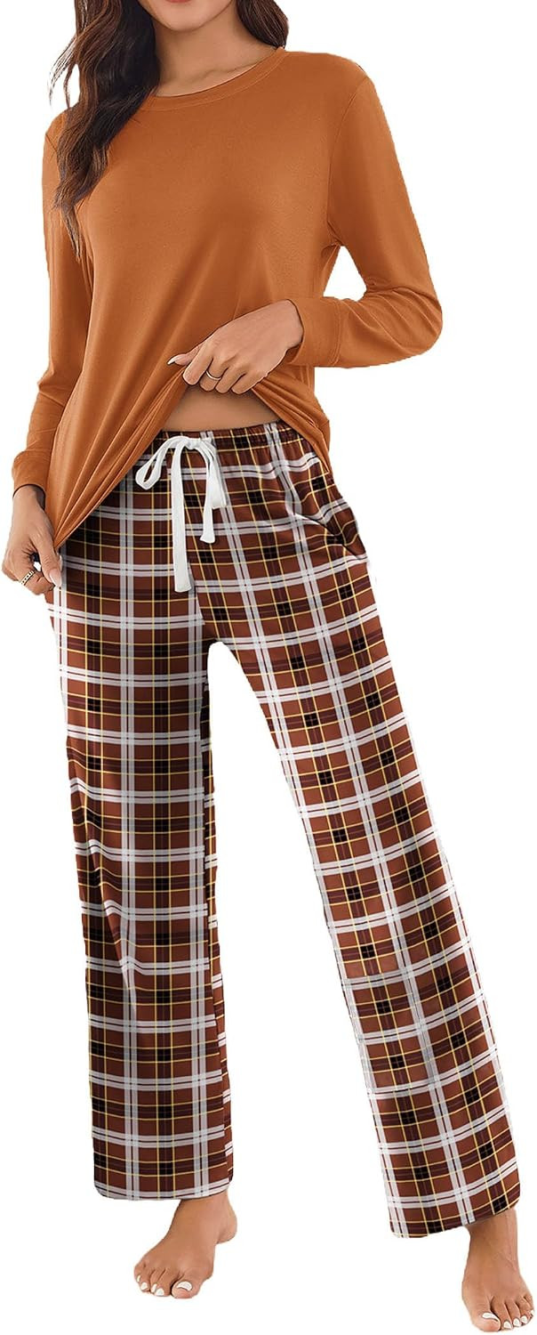 Ekouaer Womens 2 Piece Pajama Set Long Sleeve Pjs Soft Sleepwear Lounge Set | Amazon (US)
