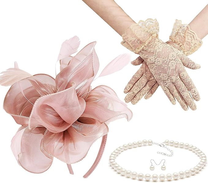 Gionforsy Kentucky Derby Hat Fascinator Veil Headband Pillbox Set for Wedding Tea Party | Amazon (US)