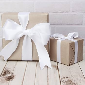 Ribbli White Double Faced Satin Ribbon,1-1/2\u201d x Continuous 25 Yards,Use for Bows Bouquet,Gif... | Amazon (US)