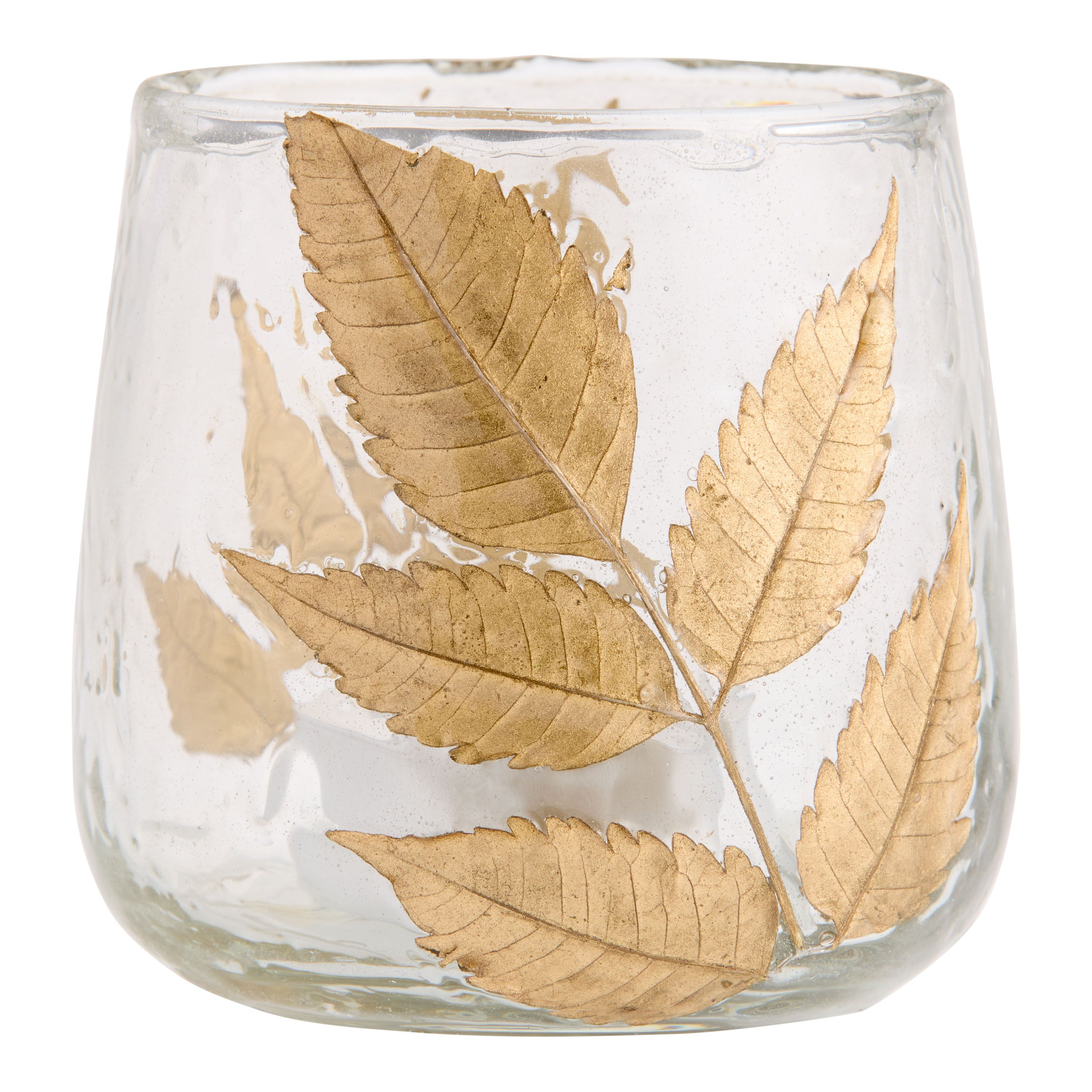 Handblown Glass Gold Leaf Tealight Candle Holder | World Market