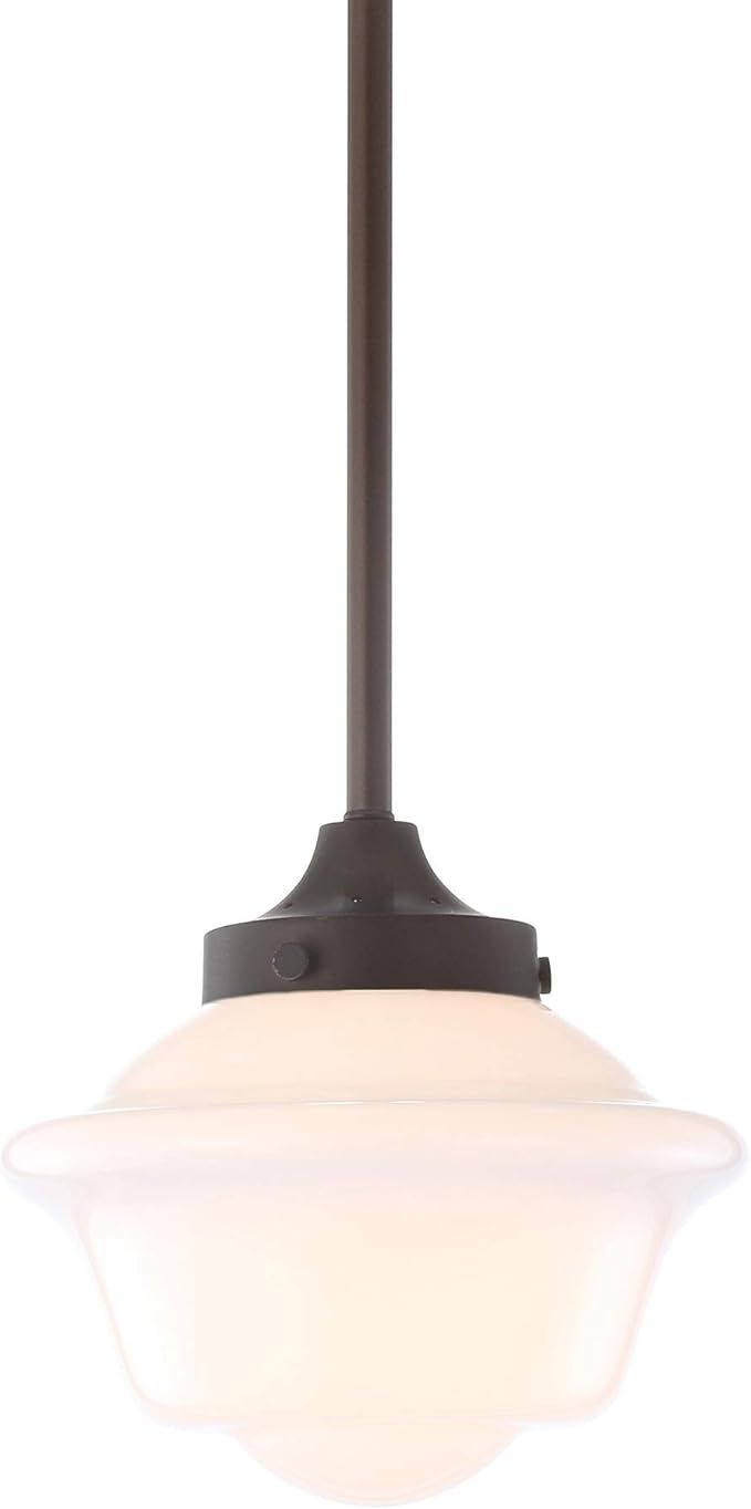 JONATHAN Y JYL3516C Kurtz 7.25" Adjustable Drop Metal/Glass LED Pendant Contemporary Transitional... | Amazon (US)