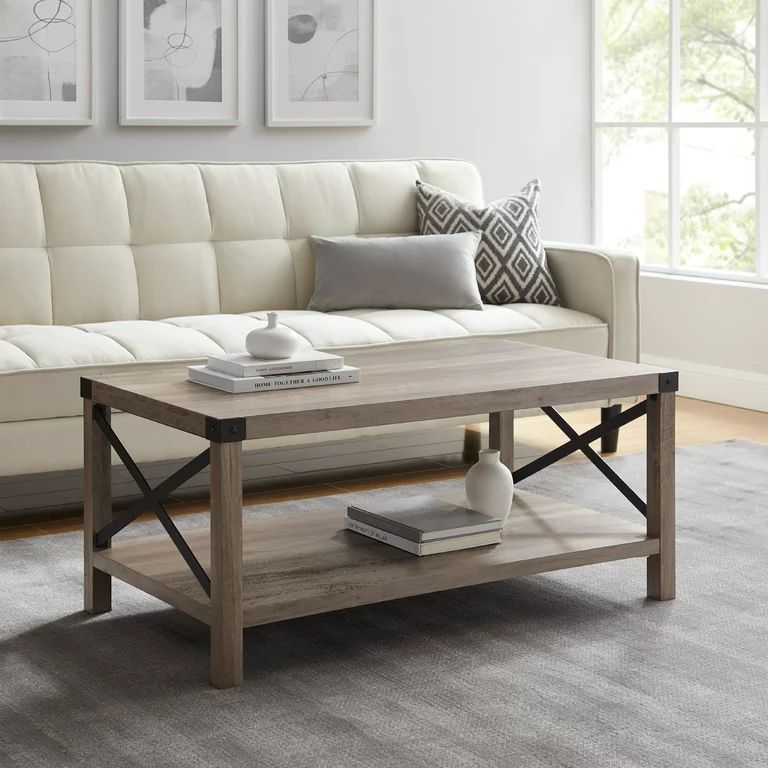 Desert Fields Magnolia Metal X Coffee Table, Gray Wash | Walmart (US)