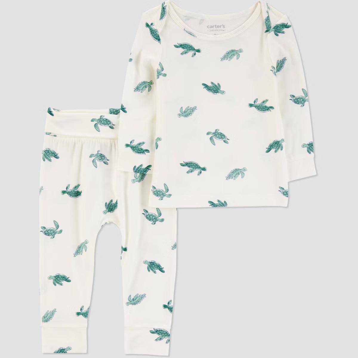 Carter's Just One You® Baby Boys' 2pc Comfy Turtles Top & Bottom Set - Ivory/Green 3M | Target