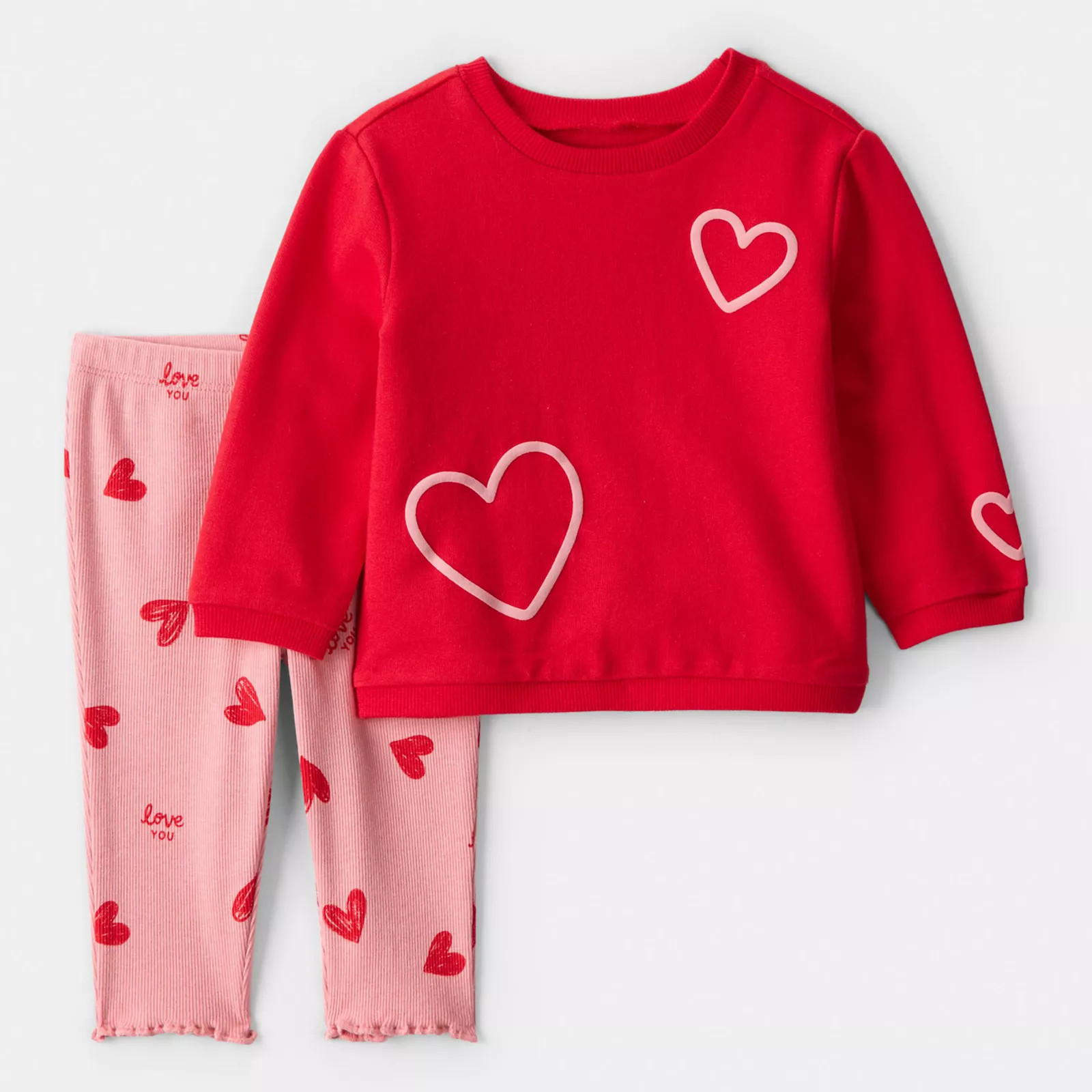 Baby Girl Carter's Valentine's Day 2-Piece Heart Tee & Pant Set, Girl's, Size: 6 Months | Kohl's