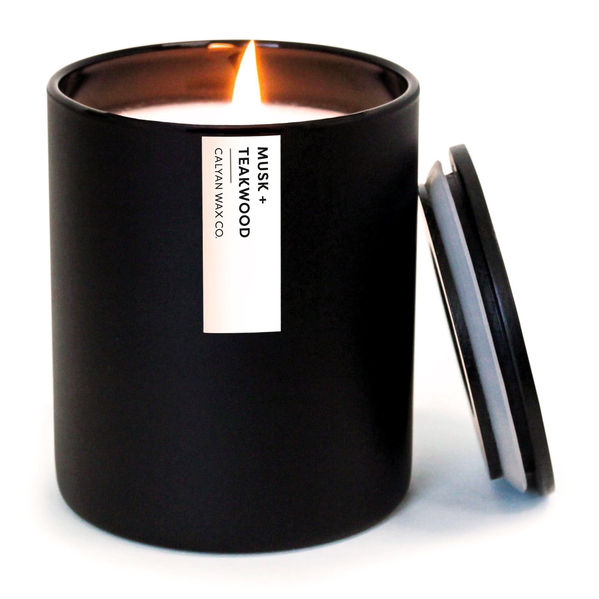 Calyan Wax Co. Soy Wax Candle, Musk + Teakwood Scented Candle, 75 Hour Burn Time, Aromatherapy So... | Amazon (US)